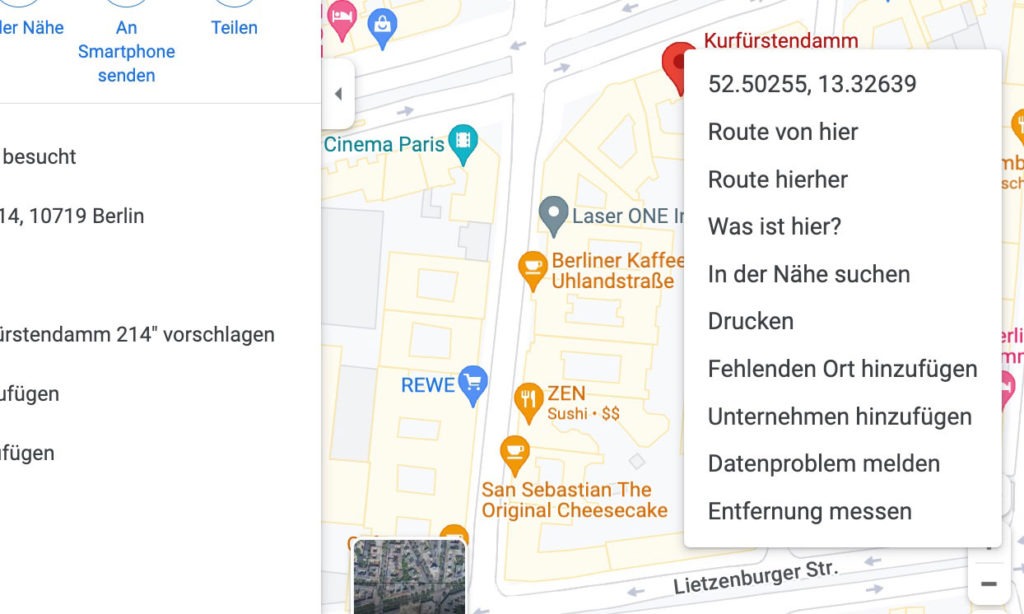 Screenshot von Google Maps