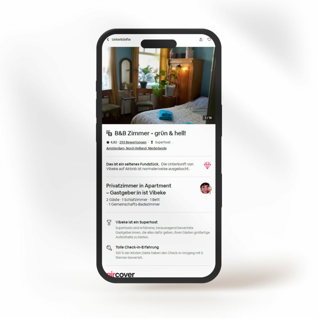Screenshot von Airbnb Inserat